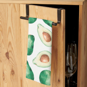 Watercolor Avocado Pattern Tea Towel