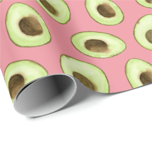Watercolor Avocado Pink Wrapping Paper