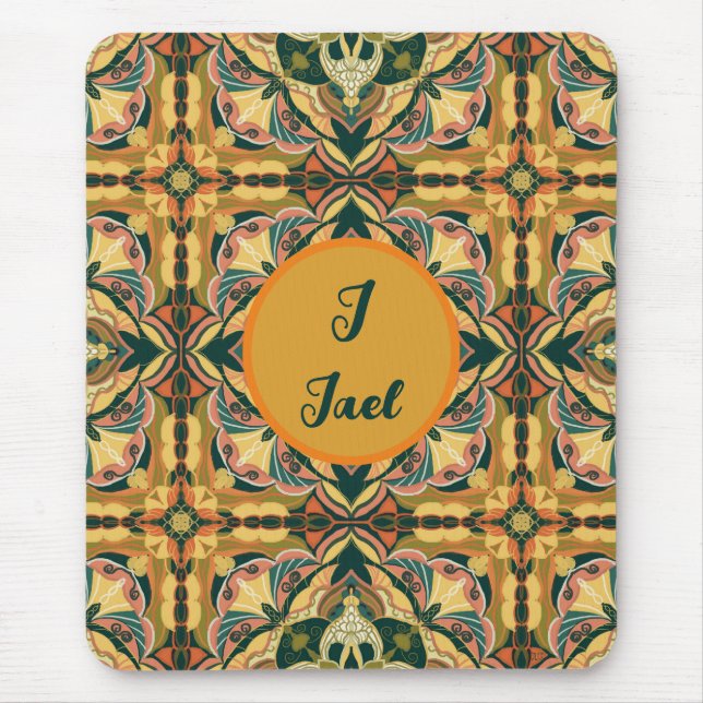 Watercolor Azulejo Spanish Personalised Tile Mouse Pad (Front)