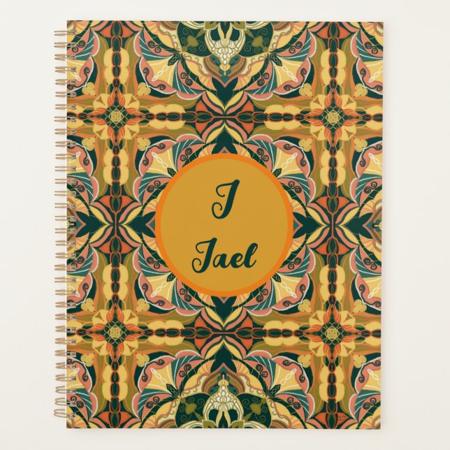 Watercolor Azulejo Spanish Personalised Tile Planner (Front)