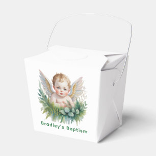 Watercolor Baby Angel With Wings Baptism  Favour Box