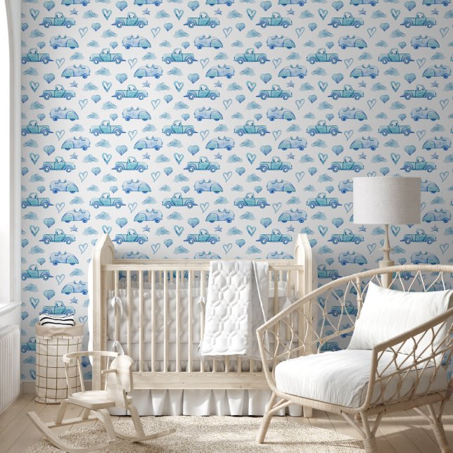 Watercolor Baby Boy Pattern Wallpaper (Kids)