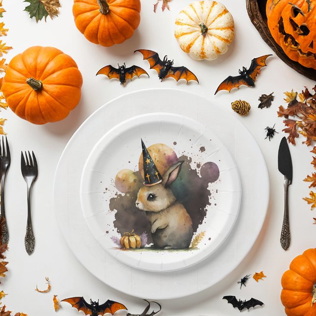 Watercolor Baby Bunny Halloween Paper Plate (Creator Uploaded)