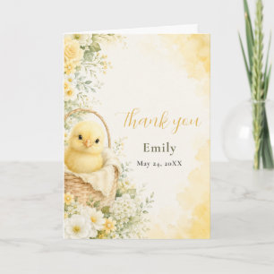 Watercolor Baby Chick Baby Shower Thank You Card