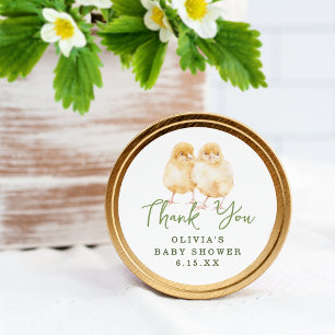 Watercolor Baby Chicks  Baby Shower Favor Classic Round Sticker