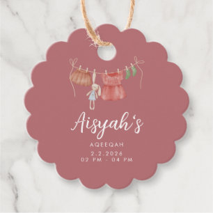 Watercolor Baby Clothes Dusty Rose Aqeeqah Favour Tags