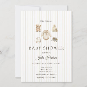 Watercolor Baby Clothes Fall Baby Shower Invitation