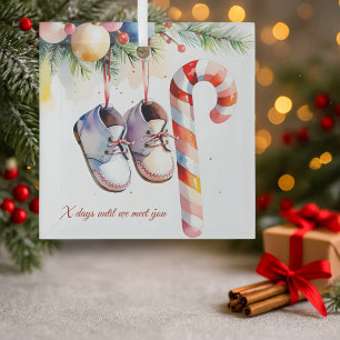 Watercolor Baby Countdown Christmas Pregnancy Glass Tree Decoration