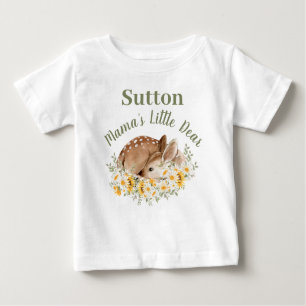 Watercolor Baby Deer Fawn Mama Little Dear Yellow Baby T-Shirt