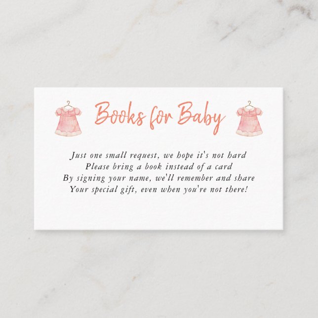 Watercolor Baby Dress Books for Baby Card Insert (Front)