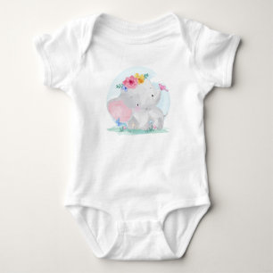 Watercolor Baby Elephant Bodysuit