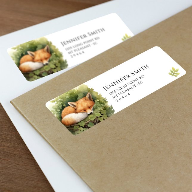 Watercolor Baby Fox Baby Shower Address Labels (Creator Uploaded)