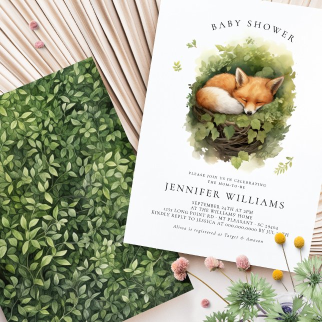 Watercolor Baby Fox Baby Shower Invitation (Creator Uploaded)