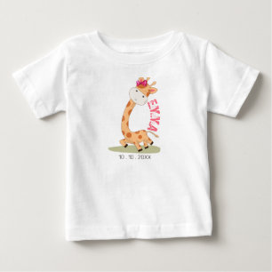 Watercolor Baby Giraffe, Safari Animals Birthday T-Shirt