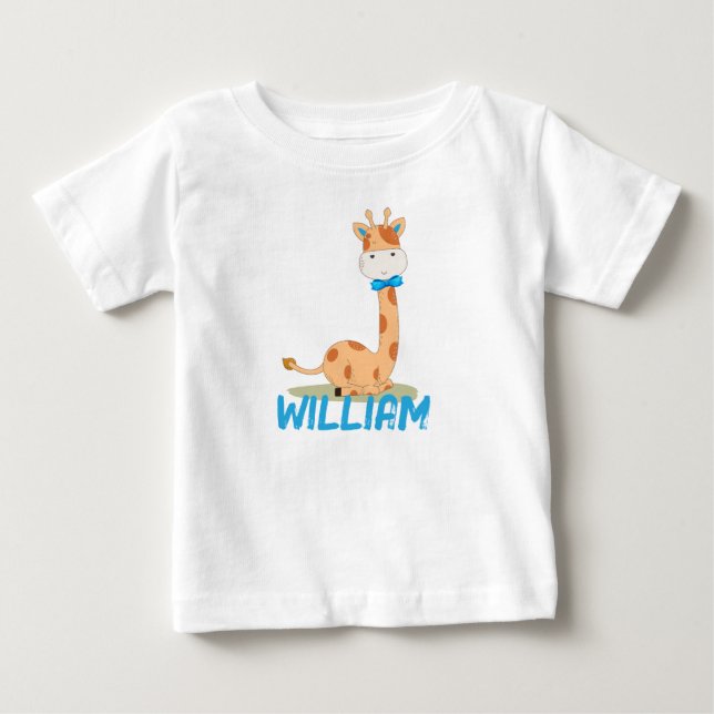 Watercolor Baby Giraffe, Safari Animals T-Shirt (Front)