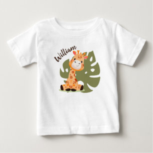 Watercolor Baby Giraffe, Safari Animals T-Shirt