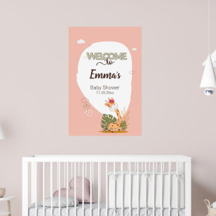 Watercolor Baby Giraffe,Welcome To Baby Shower Poster
