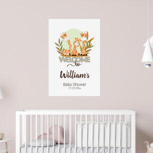 Watercolor Baby Giraffe,Welcome To Baby Shower Poster
