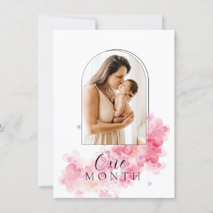 Watercolor Baby Girl Script Monthly Milestone Card
