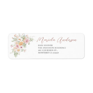 Watercolor Baby in Bloom babyReturn Address Label