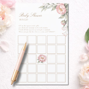 Watercolor Baby In Bloom Girl Baby Shower Bingo