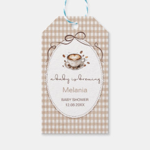     Watercolor Baby is brewing coffee  baby shower Gift Tags