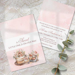 Watercolor Baby is on Her Way Baby Shower Invitation