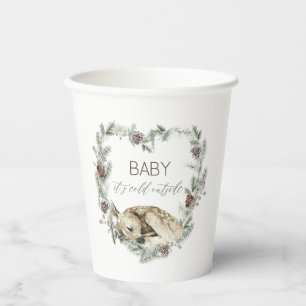 Watercolor Baby it is cold outside deer baby showe Paper Cups