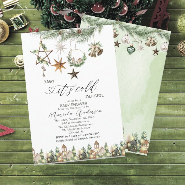 Watercolor Baby its cold outside Baby Shower Invi Invitation (Creator Uploaded)