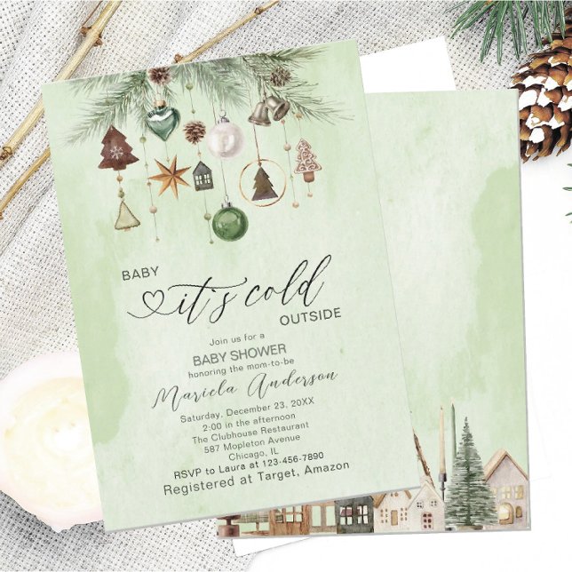 Watercolor Baby its cold outside Baby Shower Invi Invitation (Creator Uploaded)
