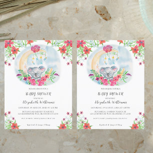 Watercolor Baby Koala With Moon Invitation Postcard