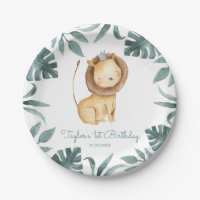 Watercolor Baby Lion Prince Tropical Birthday