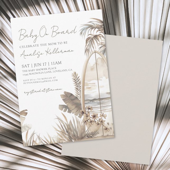 Watercolor Baby On Board Beach Baby Shower Invitation (Watercolor Baby On Board Beach Baby Shower Invitation)