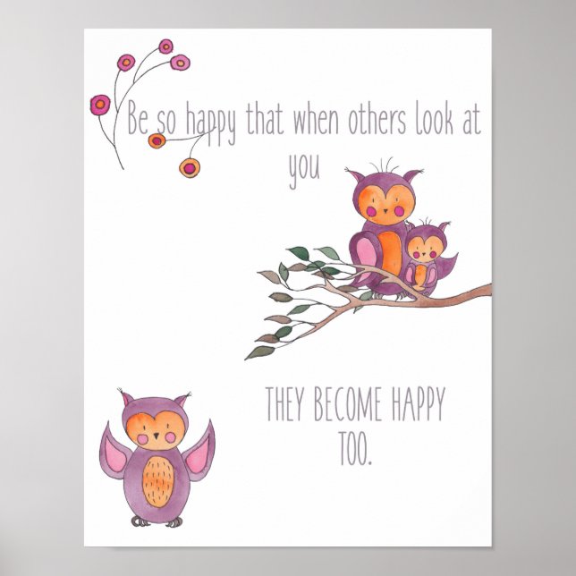 Watercolor Baby Owl Nursery Wall Art (Front)