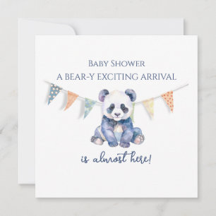 Watercolor baby panda bunting flags Baby Shower Card