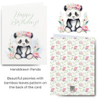 Watercolor Baby Panda Peonies Jungle Birthday