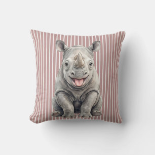 Watercolor Baby Rhino Zazzle Throw Pillow