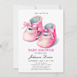 Watercolor Baby Shoes Theme   Neutral Baby Shower Invitation