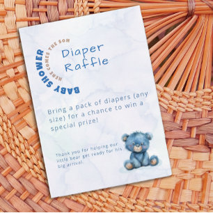 Watercolor baby shower boy Diaper Raffle Enclosure Card