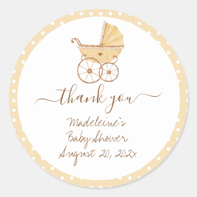 Watercolor Baby Shower  Classic Round Sticker (Front)