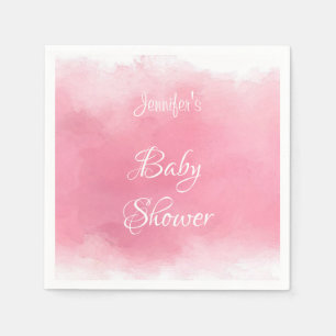 Watercolor Baby Shower Handwritten Pink Elegant Napkin