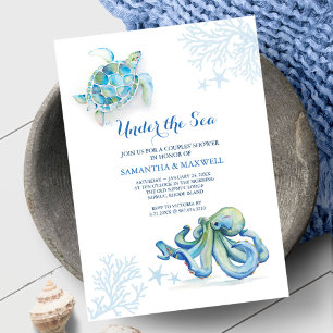 Watercolor Baby Shower Invitation Under The Sea