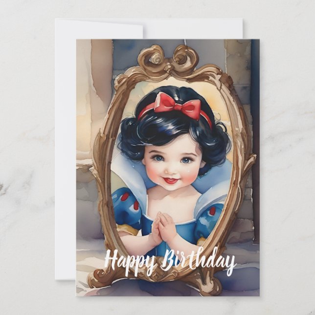 Watercolor Baby Snow White Greeting Card (Front)