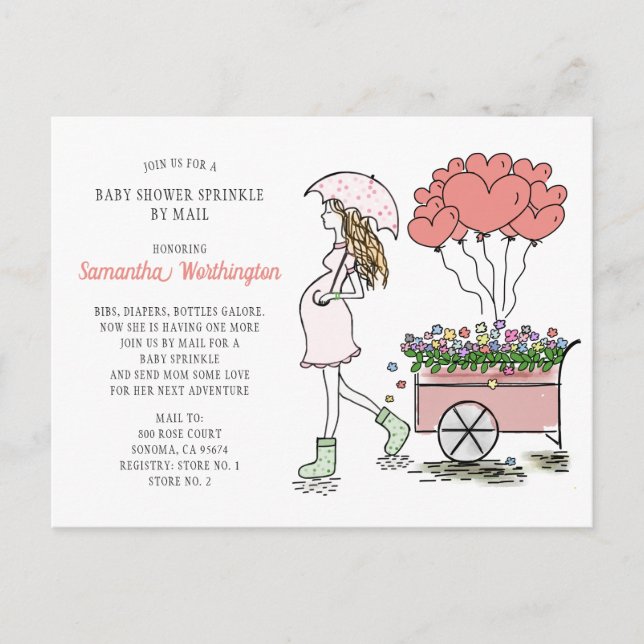 Watercolor Baby Sprinkle Shower By Mail Invitation Postcard (Front)
