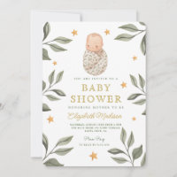 Watercolor Baby Stars Greenery Baby Shower