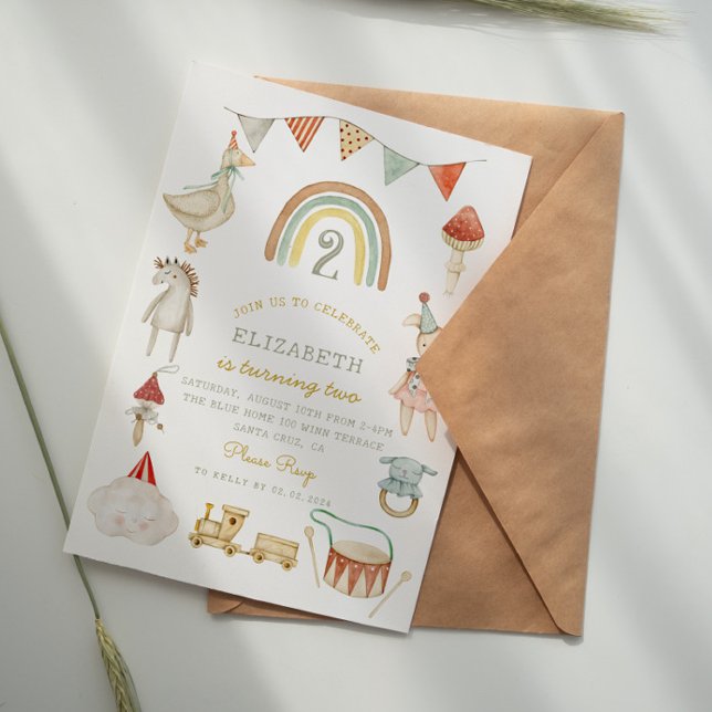 Watercolor Baby Toys Whimsical Birthday  Invitation (Creator Uploaded)