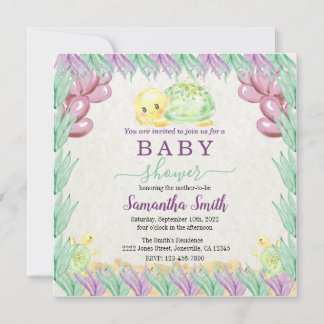 Watercolor Baby Turtle Invitation