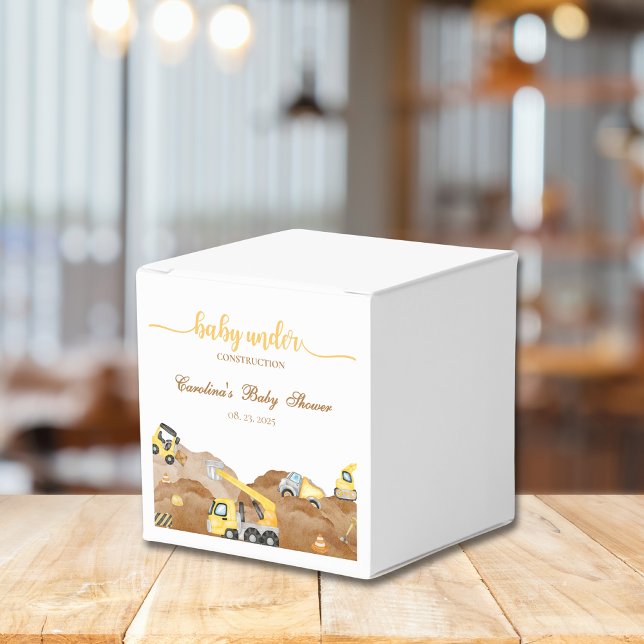 Watercolor baby under construction baby shower favour box (Creator Uploaded)