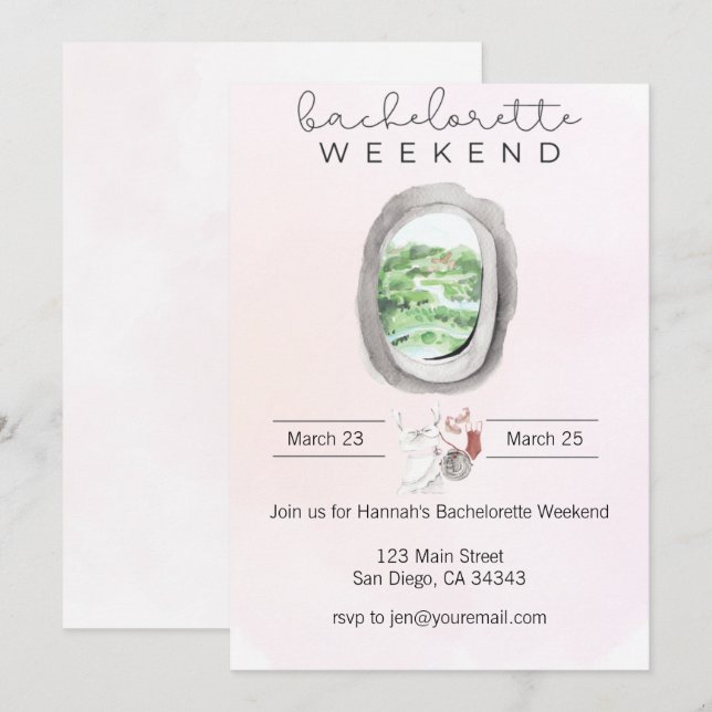 Watercolor Bachelorette Weekend  Invitation (Front/Back)