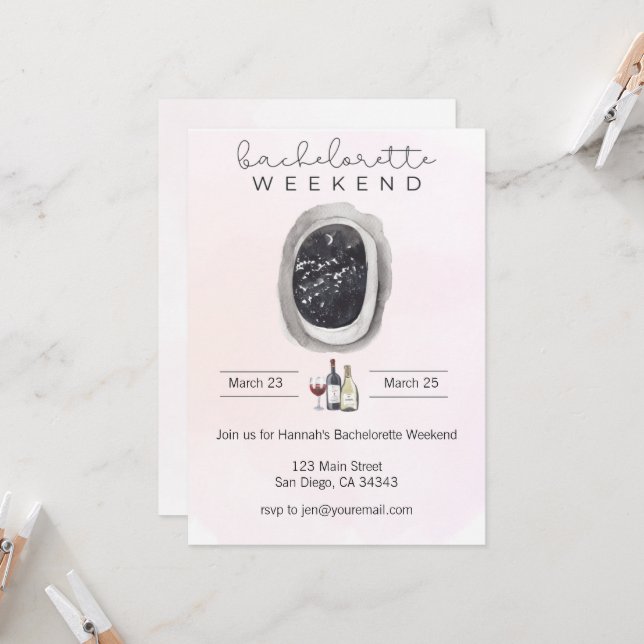 Watercolor Bachelorette Weekend Invitation (Front/Back In Situ)